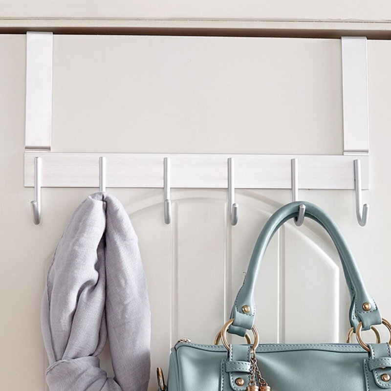 Rebrilliant Mansell Metal 6 Hook Over the Door Wall Mounted Coat Rack with Storage Wayfair